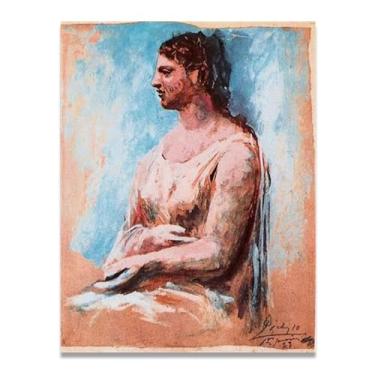 Imagem de Murais de mulher sentada Diego Rivera – Arte do realismo socialista mexicano, muralista do século 1582, coleção clássica do museu de Nova York para decoração de casa 30 x 39 cm