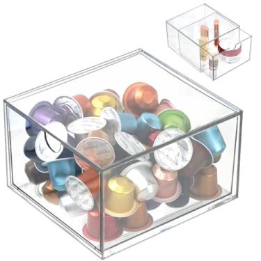 Imagem de Gaveta transparente, caixa árlica, recipiente organizador de maquiagem, gaveta de armazenamento de 16,5 cm para cômoda de banheiro, suporte de lençol para secador de lenços, organizador de toalhas de