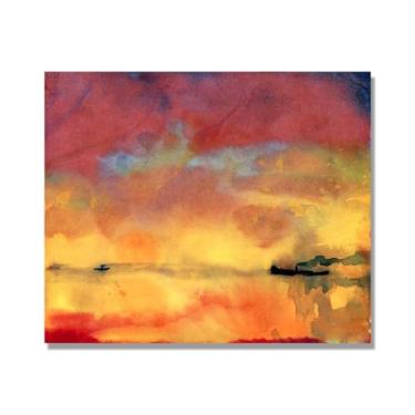 Imagem de NHLDZYH Impressões de Emil Nolde, (Mar amarelo com navios a vapor), reproduções de pinturas famosas, imagem de arte abstrata para sala de estar quarto decoração de casa. Somente tela de 70 x 84 cm