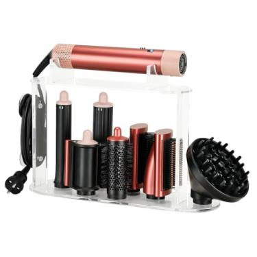 Imagem de Suporte de armazenamento compatível com acessórios Dyson Airwrap Styler, suporte organizador de bancada de acrílico atualizado com 7 furos, organizador de mesa para acessórios para banheiro