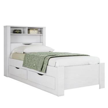 Imagem de Cama Solteiro Invicta Com Baú E 2 Gavetas Branco - Santos Andirá Branco