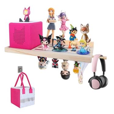 Imagem de YUXSM Tonie Prateleira para Toniebox | Prateleiras flutuantes magnéticas montadas na parede com armazenamento Tonie, organizador de madeira seguro para bonecos e jogadores de Tonie no quarto das