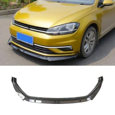 Imagem de Para Golf 7.5 Gen 18-19 Car Front Bumper Lip Splitter Difusor Body Kit Gloss Black Bumper Protector Modification Part (Carbon Look)