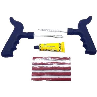 Imagem de Kit Reparo para Pneu sem Câmara, 8 Peças, Macarrão 10 cm, com Escariador e Aplicador