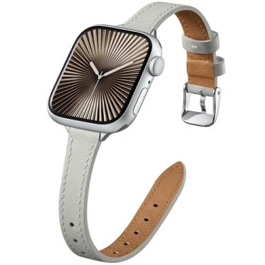 Imagem de DGege Pulseira fina de couro compatível com Apple Watch Ultra SE séries 10/9/8/7/6/5/4/3/2/1 de 38 mm, 40 mm, 41 mm, 42 mm, 45 mm, 46 mm e 49 mm, 49 mm, 40 mm, 40 mm, 41 mm, 41 mm, 40 mm, 41 mm, 40