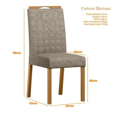 Imagem de Mesa De Jantar Isis 135x135 Cm Com Vidro Ype Off White E 6 Cadeiras Mariana Camurça Marrom - New Ceval