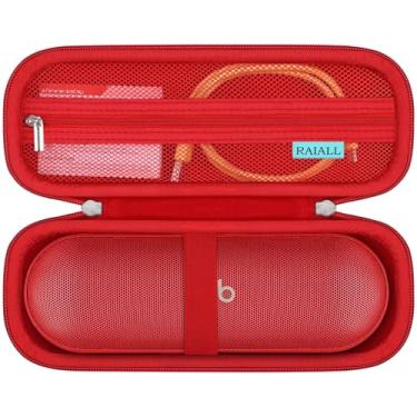 Imagem de RAIALL Estojo De Transporte Para Beats Pill (Lançamento 2024) - Caixa Som Portátil Bluetooth, Capa Protetora Rígida Viagem, Com Bolso Malha Extra Cabos Carregamento, Vermelho