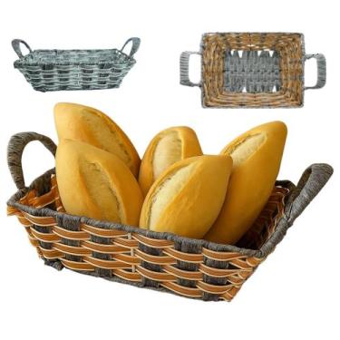 Imagem de Cesto de Pão Frutas Trançado Vime Retangular - Yins