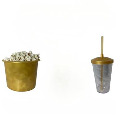 Imagem de Kit Cinema 25 Balde 1,5l Pipoca + 25 Twister Colorido 400ml (DOURADO)