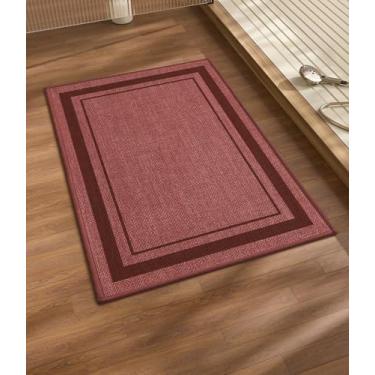 Imagem de chakme Tapete de banheiro 91 x 61 cm, tapete de banho ultrafino antiderrapante grande de secagem rápida para piso de banheiro, (rosa escuro, 91 cm x 61 cm)