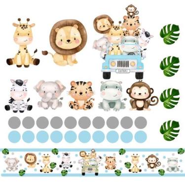 Imagem de Adesivo Parede Safari Quarto Infantil - Efd Colors, Azul