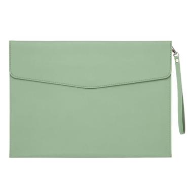Imagem de PATIKIL Pasta de arquivo A4 de couro PU, organizador de documentos, pasta de envelope com fecho de pressão para recibo de carta estilo 3, verde