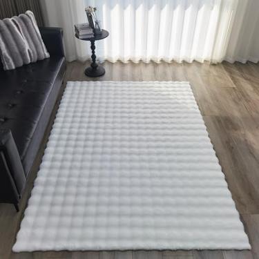 Imagem de GLORY RUGS Area Rugs Tapete de pele sintética macia de coelho 20 x 25 cm polar branco felpudo tapete felpudo aconchegante tapete antiderrapante, lavável na máquina, tapete felpudo para quarto, sala de