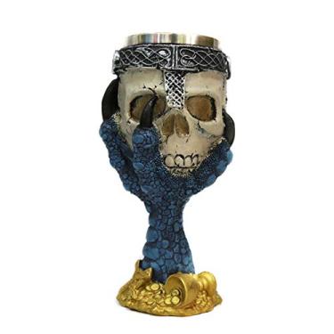Imagem de Tvoip Horrible Resin Aço Inoxidável Crânio Cálice Retro Garra Copo de Vinho Copos de Cocktail Gótico Copo de Uísque Lobo Copo de Festa Bar Drinkware (Skull1)