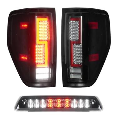 Imagem de Conjunto de luzes traseiras de LED + terceiro terço lâmpada de carga de freio adequada para Ford F150 2009-2014 (serve apenas para modelo de cama Fleetside), lâmpada de carga traseira, luz de parada