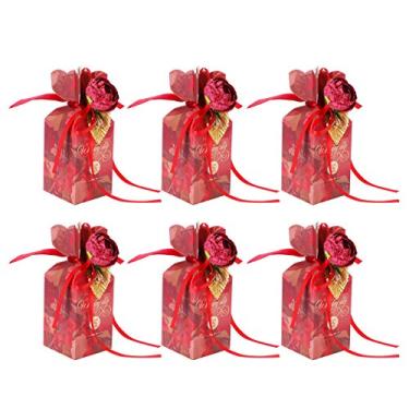 Imagem de KIMISS 10 Defina Caixas de Doces Elegantes Com Fitas para Casamentos, Aniversários e Festas-festas Ecológicas Favorecem Caixas para Doces, Biscoitos e Chocolates (Trompete de flores retrô)