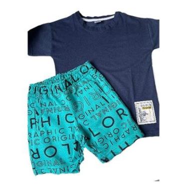 Imagem de Conjunto Curto Tigor T Tigre Camiseta e Bermuda Azul Marinho-Masculino