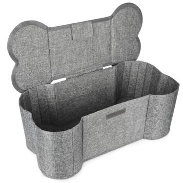 Imagem de Lukeline Cesta grande de brinquedos para cães, em forma de osso, caixa de armazenamento de tecido dobrável para brinquedos e suprimentos para animais de estimação, 26,4 x 12,6 x 23,5 polegadas (1