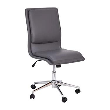 Imagem de Flash Furniture Cadeira de trabalho de couro, 62 cm Dx19,25 L x 40,63-92 cm A, cinza