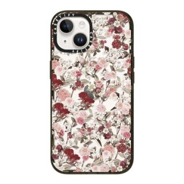 Imagem de CASETiFY Capa Impact para iPhone 14 [Fina/2,5 m. Proteção contra quedas de nível militar 4X/Compatível com carregamento sem fio] - Vintage Flower Monday - Preto transparente