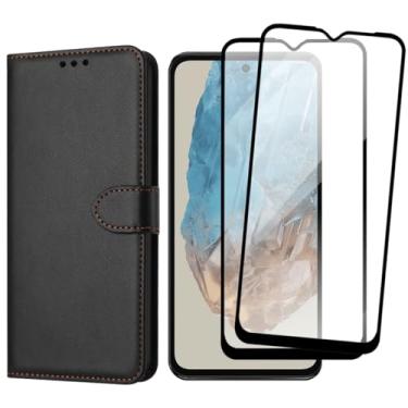 Imagem de Capa Carteira Flip Case para Samsung Galaxy M35 com 2 Películas de Vidro Temperado 3D, Preta