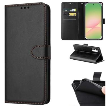 Imagem de Capa Carteira para Samsung Galaxy A56, Flip Cover com Fechamento Magnético, Compartimentos para Cartões, Couro Sintético, Preto