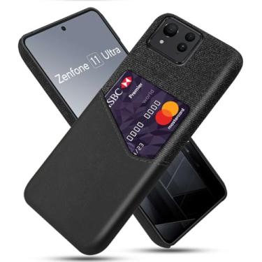 Imagem de Capa para ASUS Zenfone 11 ULTRA,Tela e tampa de couro PU,Antideslizante,360°cobertura completa à prova de choque com 1 slot de cartão atrás,Prevenção de queda-Black