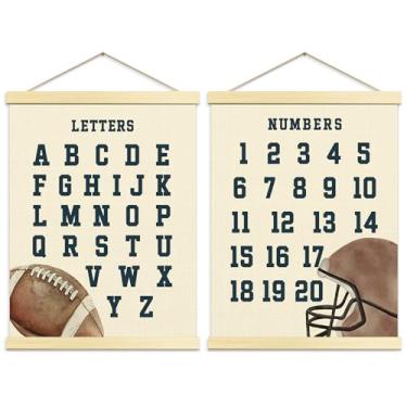 Imagem de Buildinest Decoração de beisebol para quarto de meninos, pôster do alfabeto de números para crianças, pôster de aprendizagem infantil com gráfico de parede Abc, decoração escolar em casa para