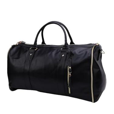 Imagem de Asixxsix Bolsa de Vestuário de Viagem de Couro PU, Saco de Duffle 2 Em 1 Em 1 de Terno Com Compartimento de Sapatos para Homens Viagens de Fim de Semana de Negócios para Homens (preto)