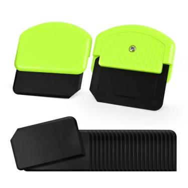 Imagem de EHDIS 2 peças de raspador de lâmina de barbear de plástico com 20 peças de lâminas de substituição para adesivo, etiquetas de vedação, decalque e removedor de adesivos de carro do vidro da janela