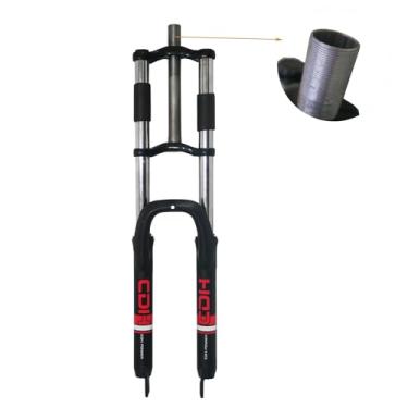 Imagem de CDHPOWER Garfo de suspensão de 66 cm, rosca de 25,4 mm, tubo reto, árvore tripla de ombro duplo, freio a disco, preto, (apenas garfo)