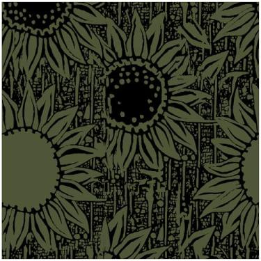 Imagem de Kifoio Papel de parede de girassol plantas floral descascar e colar papel de parede 43,9 cm x 998,2 cm verde/amarelo/preto papel de parede autoadesivo boho removível para quarto sala de estar TV sofá