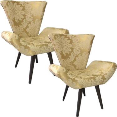 Imagem de Kit Duas Poltronas Decorativa Elegance 72 Dourado Medalhão - Sua Casa 