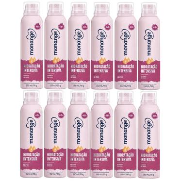 Imagem de Kit 12 Desodorante Monange Hidratação Intensiva Extrato de Oliva Aerosol 48h 150ml cada