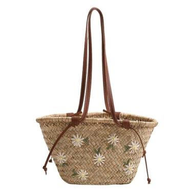 Imagem de GJHFCXSO Bolsa Feminina de Tecido Bolsa Grande de Viagem Para Praia e Verão Leve Respirável para FéRias,Khaki