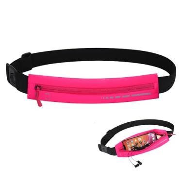 Imagem de Pochete fina à prova d'água para mulheres e homens – Cinto de corrida ajustável sem saltos, bolsa leve para celular, bolsa de cintura para corrida, treino, viagens, cinto de dinheiro, Vermelho rosa