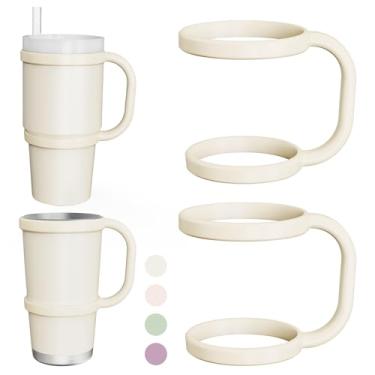 Imagem de NiHome Pacote com 2 alças de silicone para copo Stanley de 590 ml, design seguro de anel duplo para aderência confortável com uma só mão, maior estabilidade com fácil fixação, livre de BPA e lavável