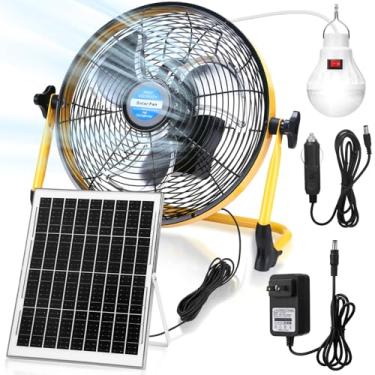 Imagem de Sumind Ventilador de 12 polegadas alimentado por energia solar 15000mah 20w ventilador portátil recarregável ventilador de acampamento alimentado por bateria com painel e luz para exterior, casa
