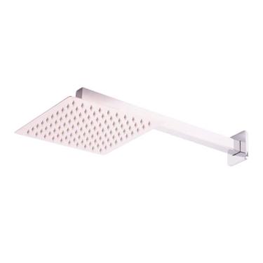 Imagem de TKLA Ducha Quadrada Parede Alta Pressão 20x20 Em Inox Cor Cromada Chuveiro Chuveirao Churrasqueira Piscina Aquecedor Externa