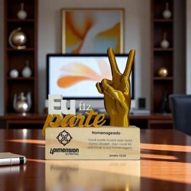 Imagem de Troféu Eu Fiz Parte - Eu Faço parte - Eu me envolvo - com Mão em 3D Ac