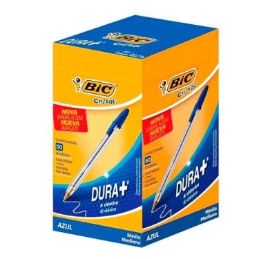 Imagem de Caneta Bic Azul Cristal Dura Mais – Ponta Esferográfica Média de 1.0mm. Escrita Macia e Cor Intensa