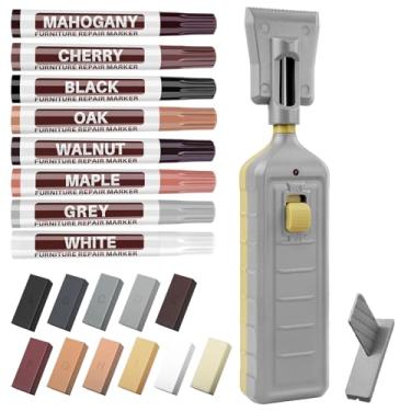 Imagem de Kit de reparo de piso de madeira – Kit de reparo de móveis de piso de madeira de vinil laminado com 11 varas de cera de reparo de cores, restaura arranhões, rachaduras, manchas para pisos de madeira,