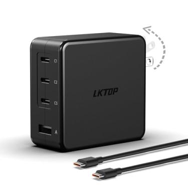 Imagem de LKTOP Adaptador de alimentação USB-C DJI 100W de substituição, carregador de bateria de 4 portas, carregamento rápido dobrável GaN, Compatibilidade: DJI Mini/Air 3/Mavic 3/Avata/Neo/Flip Series Drone