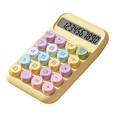 Imagem de Calculadora científica Botão mecânica de 10 dígitos Design fofo portátil para exames de contabilidade Os estudantes ABS LCD Display (Amarelo)