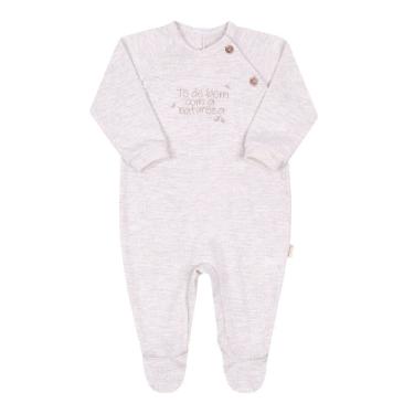 Imagem de Macacão Longo Bebê Neutro Malha Tricot Bordado Paraiso 15366