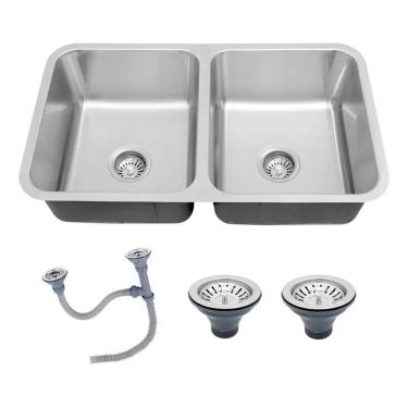 Imagem de Cuba Gourmet Dupla 76X43Cm Completa Com Acessórios Inox 304