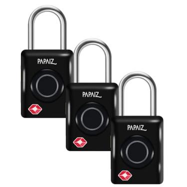 Imagem de Kit 3 Cadeados TSA Digital 35B Pretos com Biometria e Senha Numérica – Leitura Rápida e Alta Segurança para Viagens