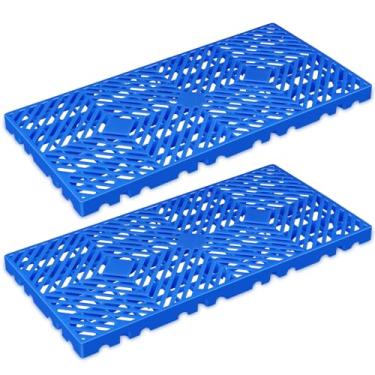 Imagem de TMINEL Paletes de plástico azul para armazenamento de porão Paletes a granel com grade para venda Palete de plástico leve almofada de armazenamento impermeável para almofada externa para animais de