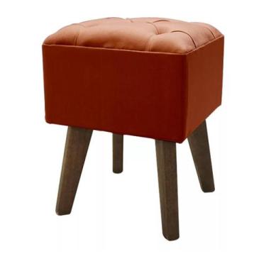 Imagem de Puff Quadrado Capitonê Pé Palito - Cerâmica Regina, Cobre