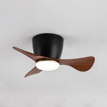Imagem de Ventilador De Teto Moderno Ultrafino Com Luzes Ventilador De Teto De 52 Polegadas Com Luzes E Controle Remoto Led Ventilador De Teto Pequeno De Baixo Perfil Com Montagem Embutida De Luz, Black